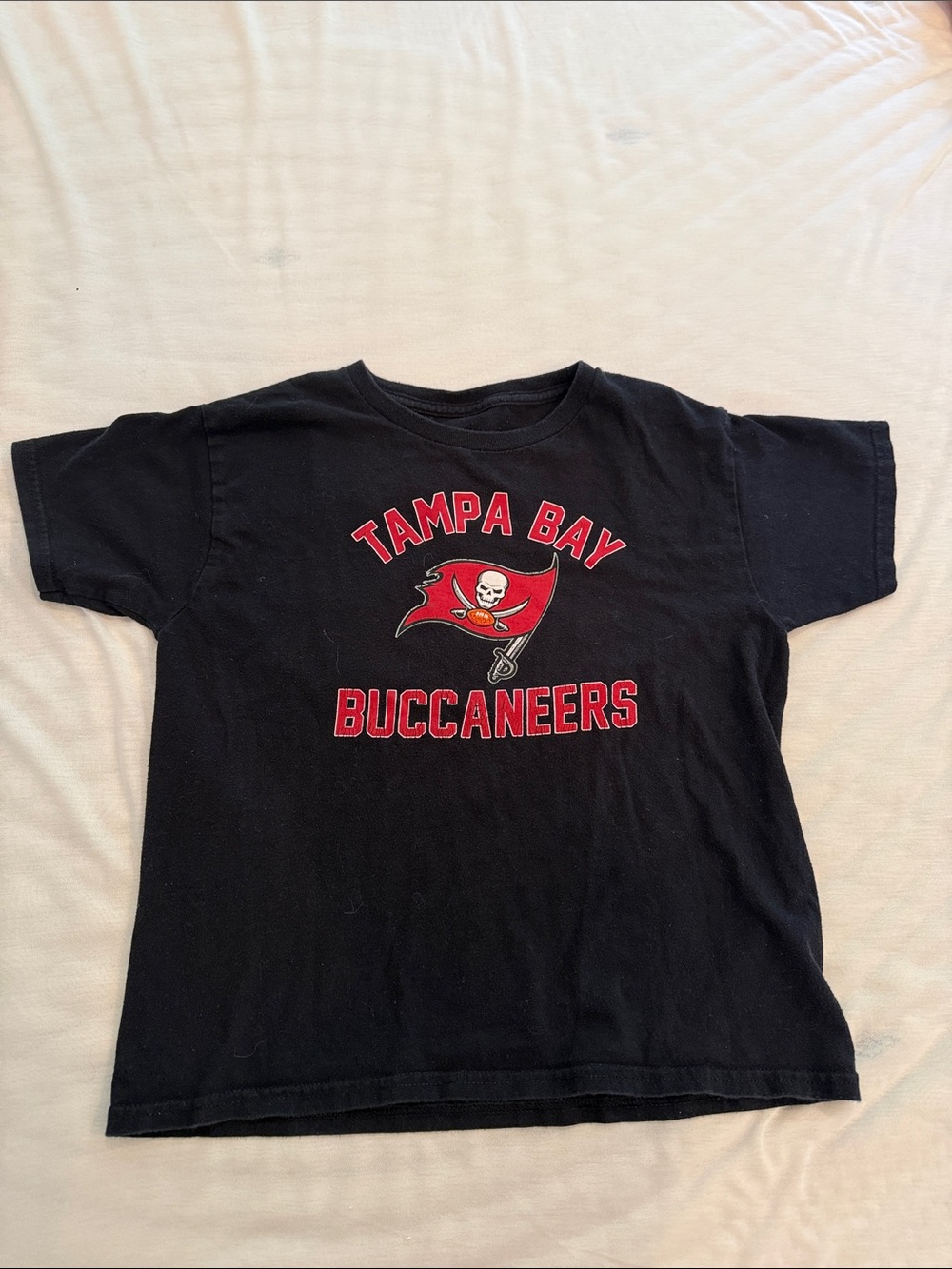 NFL Kids Black Tee with Red Tampa Bay Buccaneers Logo